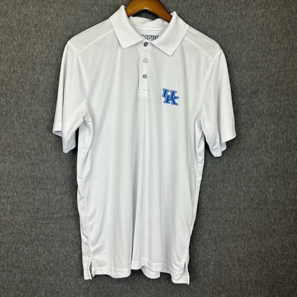 UK Embroidered Polo Sz L White Golf Preppy University Work Kentucky Wildcat